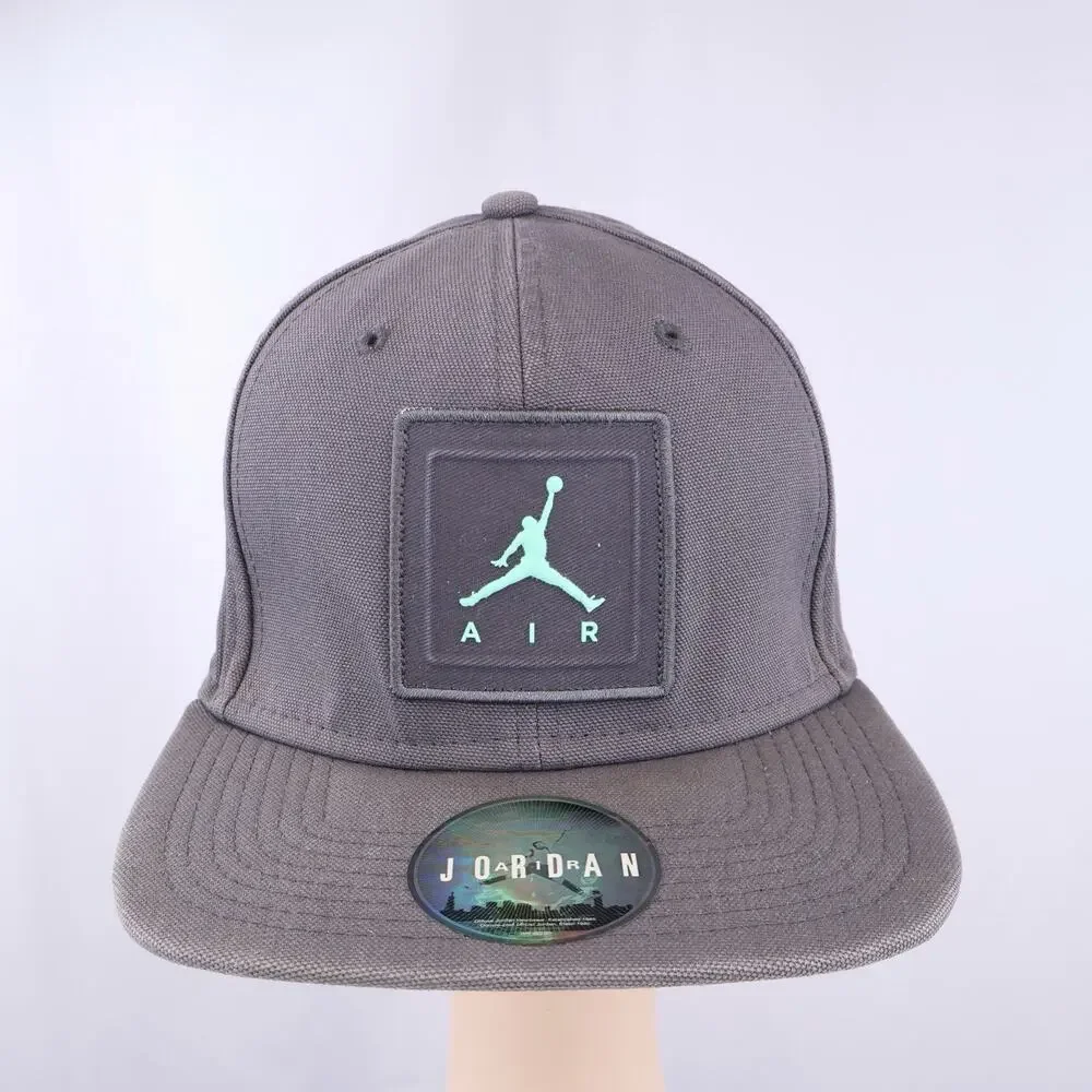 Air Jordan Jumpman Air Snapback Hat Gray Teal Logo Flat Bill Adjustable Cap